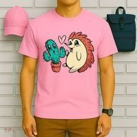 Cute Cactus And Hedgehog T-Shirt thumb 6