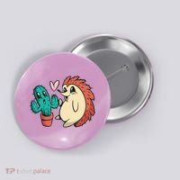 Cute Cactus And Hedgehog Button thumb 0