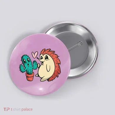 Cute Cactus And Hedgehog Button
