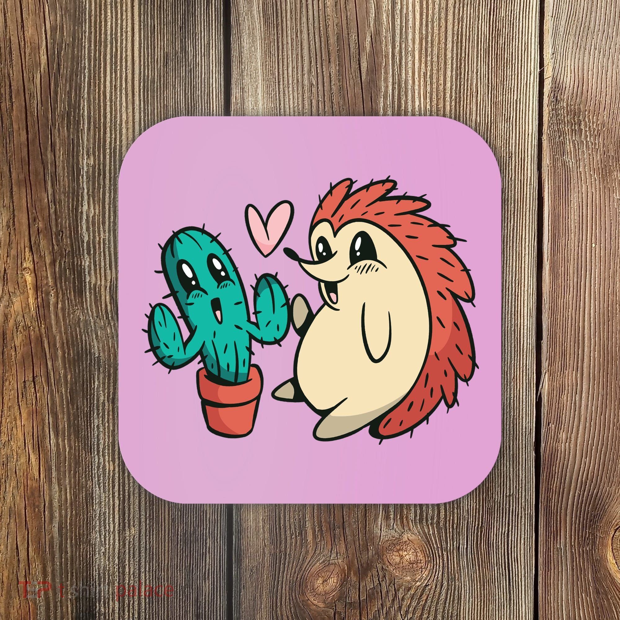 Cute Cactus And Hedgehog Coaster