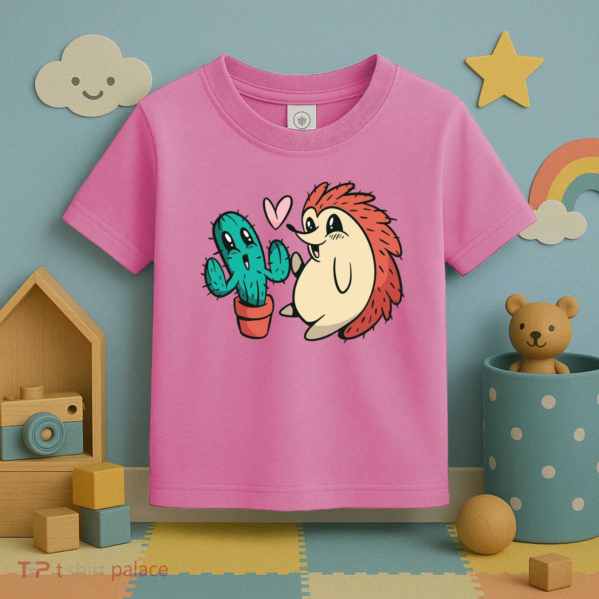 Cute Cactus And Hedgehog Toddler T-Shirt