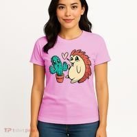 Cute Cactus And Hedgehog Women's T-Shirt thumb 4