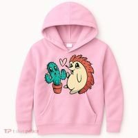 Cute Cactus And Hedgehog Kids Hoodie thumb 0