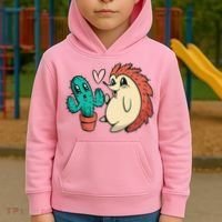 Cute Cactus And Hedgehog Kids Hoodie thumb 2