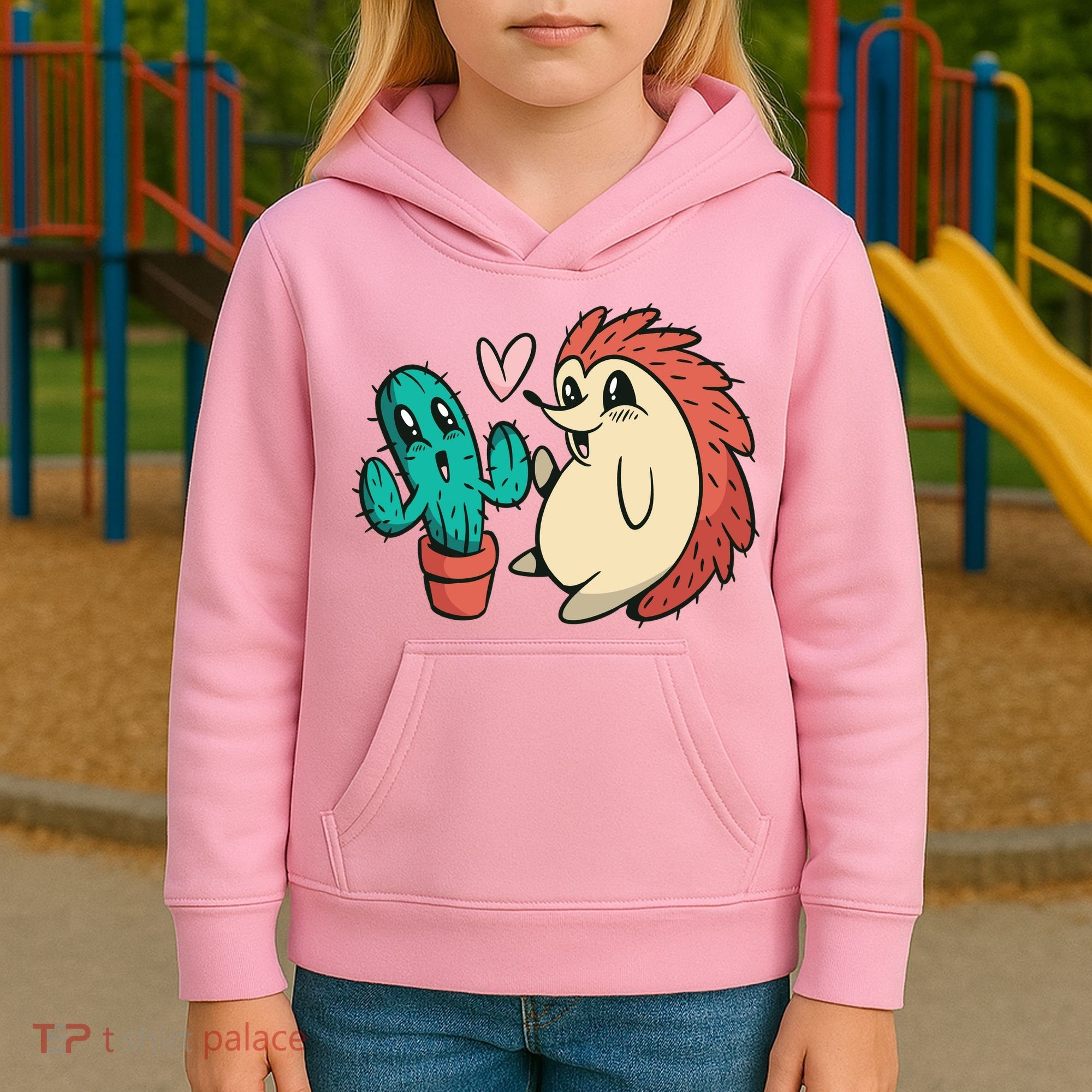 Cute Cactus And Hedgehog Kids Hoodie