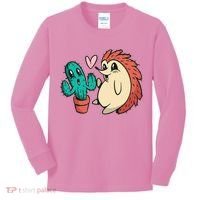 Cute Cactus And Hedgehog Kids Long Sleeve Shirt thumb 0