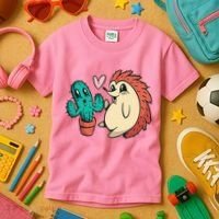 Cute Cactus And Hedgehog Kids T-Shirt thumb 3