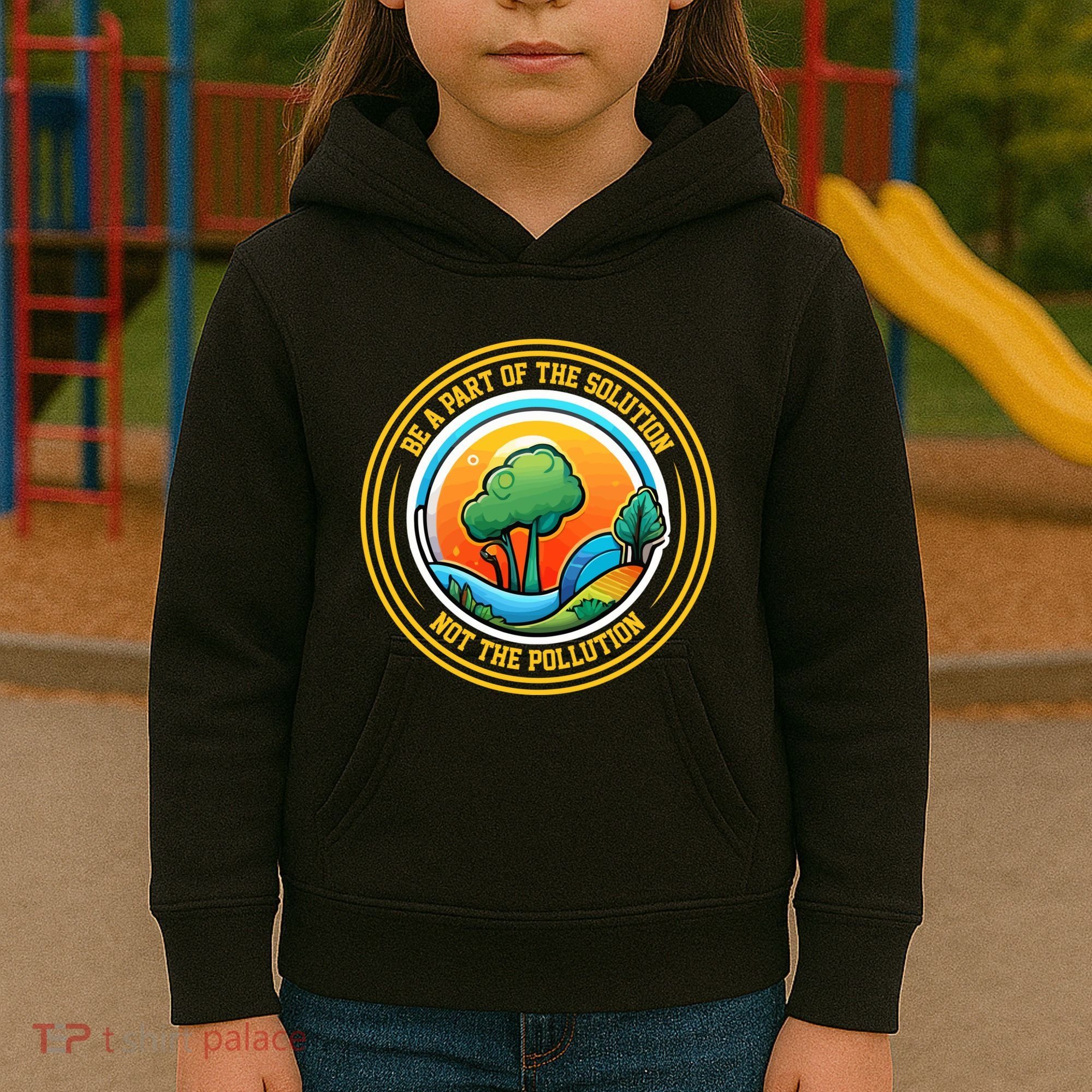 Climate Change Awareness Emblem Kids Hoodie