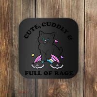Cute Cuddly And Full Of Rage Cute Cat With Rainbow Coaster thumb 0