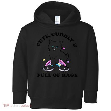 Cute Cuddly And Full Of Rage Cute Cat With Rainbow Toddler Hoodie