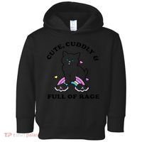 Cute Cuddly And Full Of Rage Cute Cat With Rainbow Toddler Hoodie thumb 0