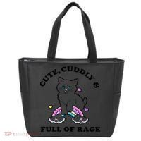 Cute Cuddly And Full Of Rage Cute Cat With Rainbow Tote Bag thumb 0