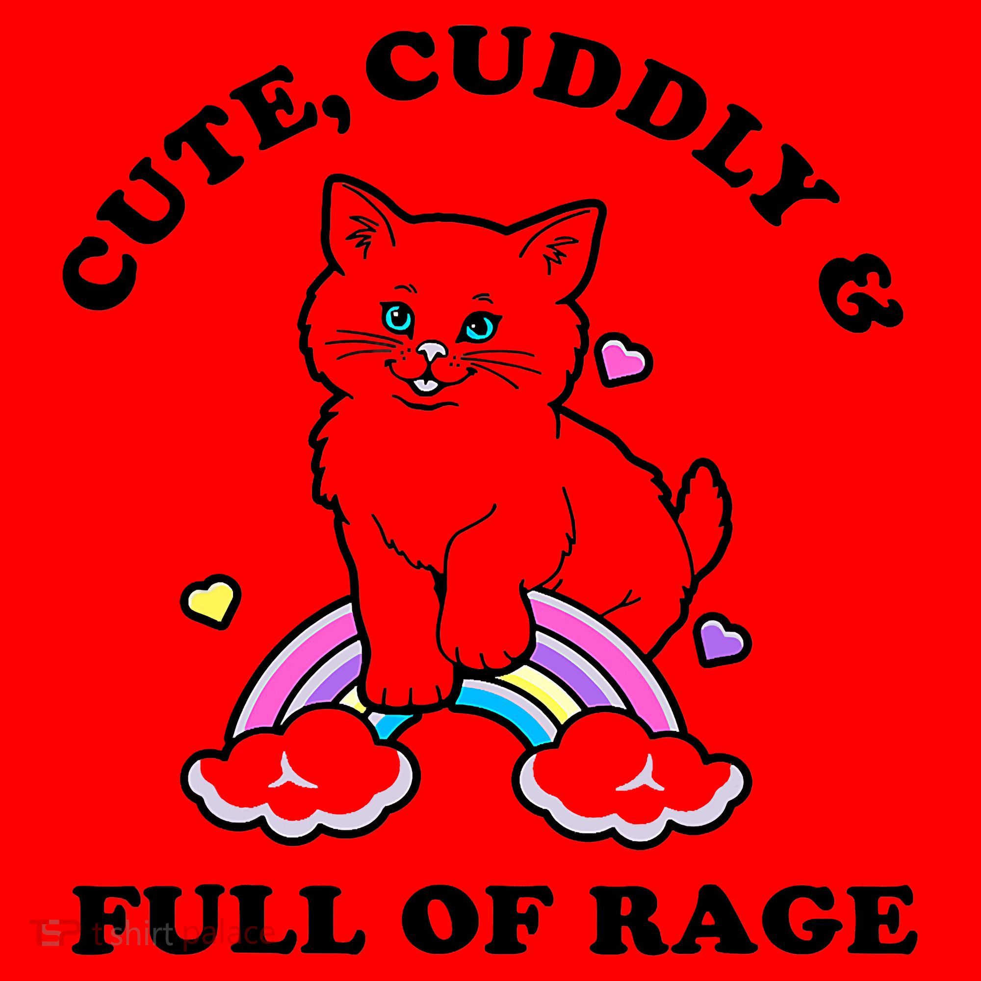 Cute Cuddly And Full Of Rage Cute Cat With Rainbow Santa Hat