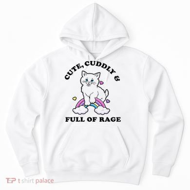 Cute Cuddly And Full Of Rage Cute Cat With Rainbow Hoodie