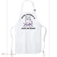 Cute Cuddly And Full Of Rage Cute Cat With Rainbow Apron thumb 0