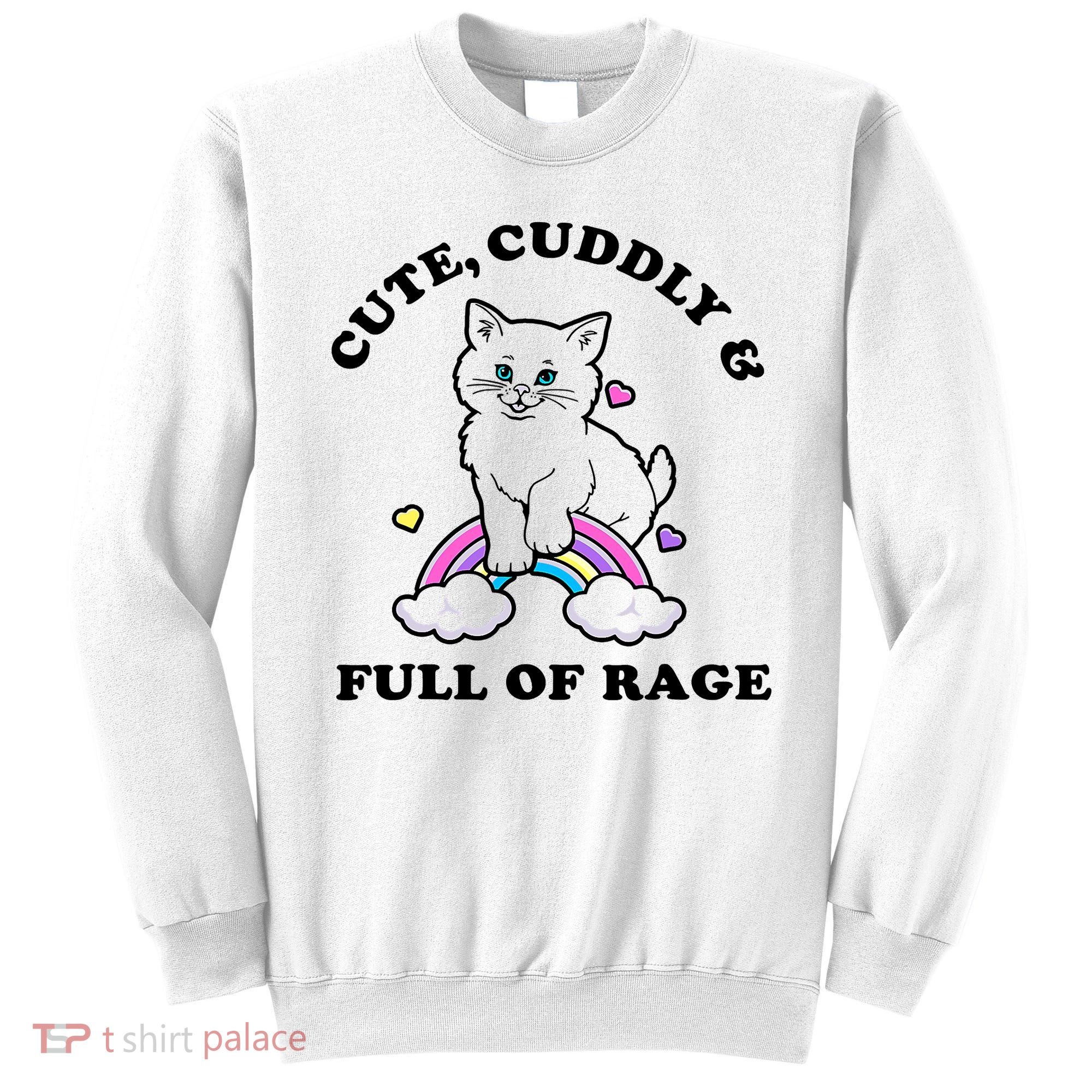 Cute Cuddly And Full Of Rage Cute Cat With Rainbow Sweatshirt