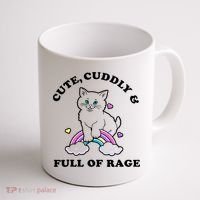 Cute Cuddly And Full Of Rage Cute Cat With Rainbow Coffee Mug thumb 1