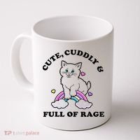 Cute Cuddly And Full Of Rage Cute Cat With Rainbow Coffee Mug thumb 0