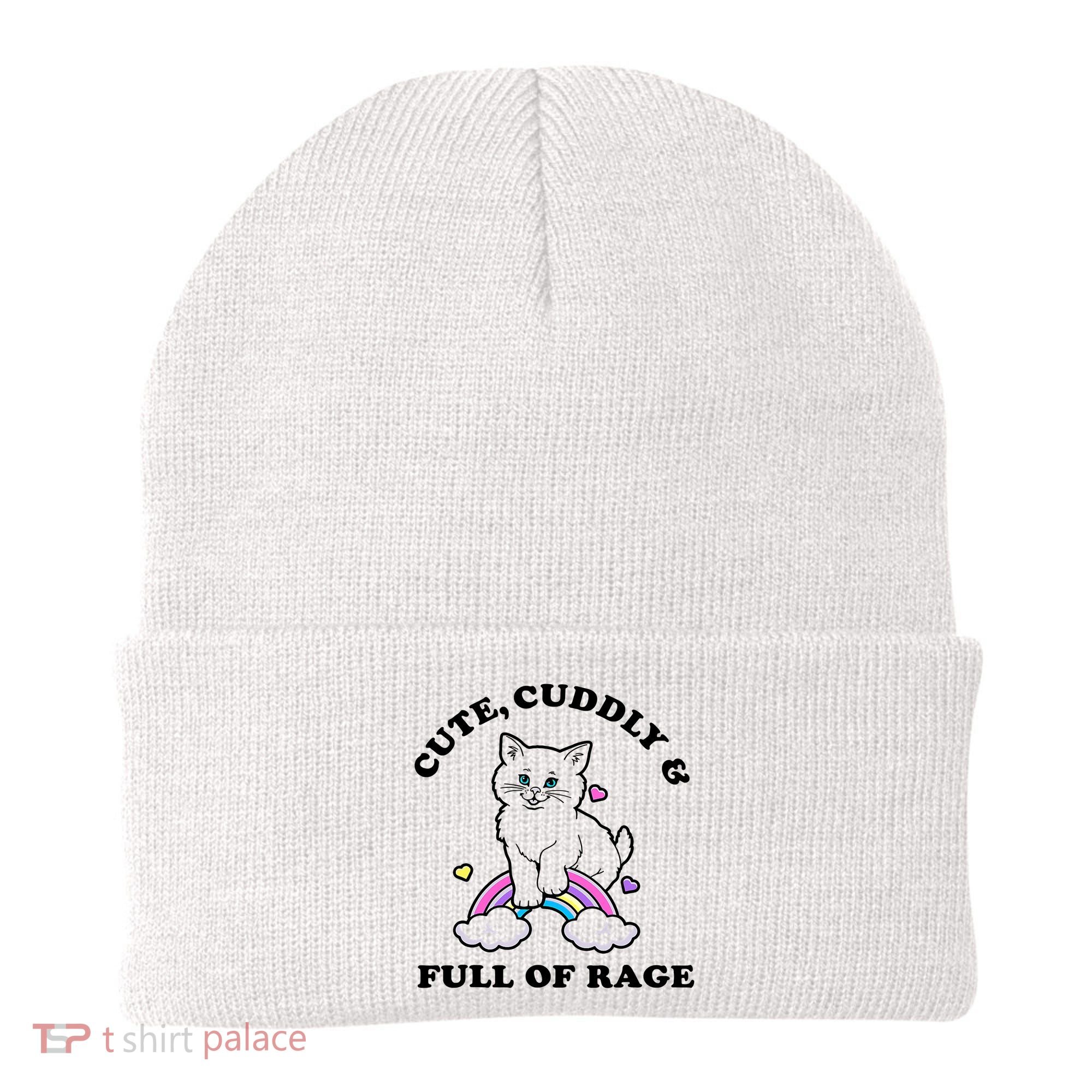 Cute Cuddly And Full Of Rage Cute Cat With Rainbow Beanie