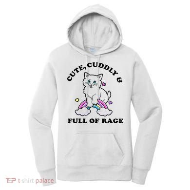 Cute Cuddly And Full Of Rage Cute Cat With Rainbow Women's Hoodie