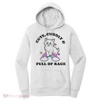 Cute Cuddly And Full Of Rage Cute Cat With Rainbow Women's Hoodie thumb 0