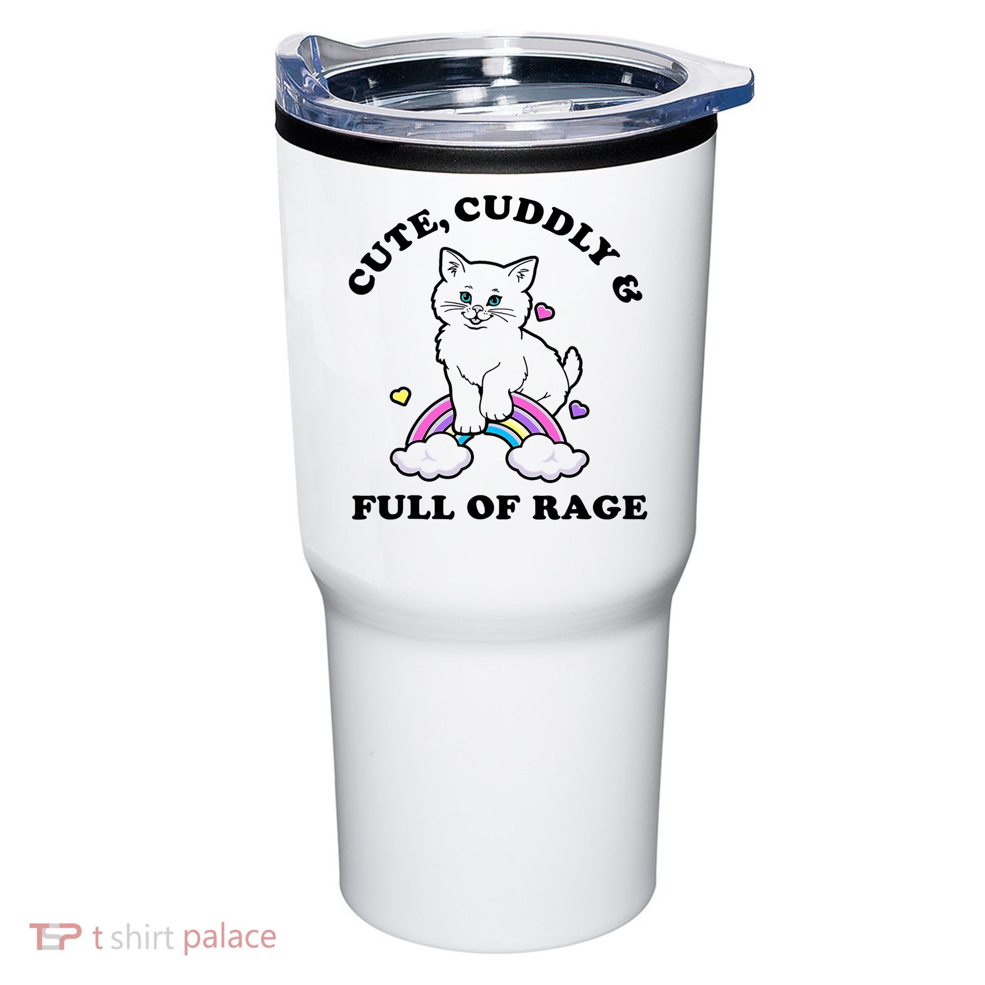 Cute Cuddly And Full Of Rage Cute Cat With Rainbow Tumbler