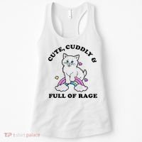 Cute Cuddly And Full Of Rage Cute Cat With Rainbow Women's Tank Top thumb 0