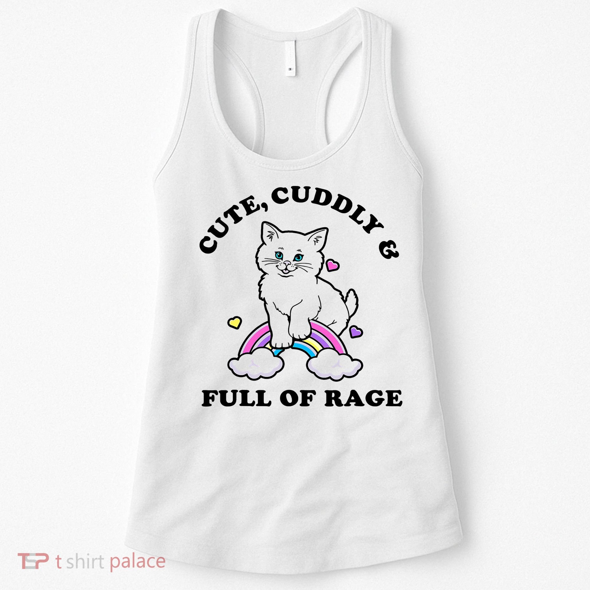 Cute Cuddly And Full Of Rage Cute Cat With Rainbow Women's Tank Top