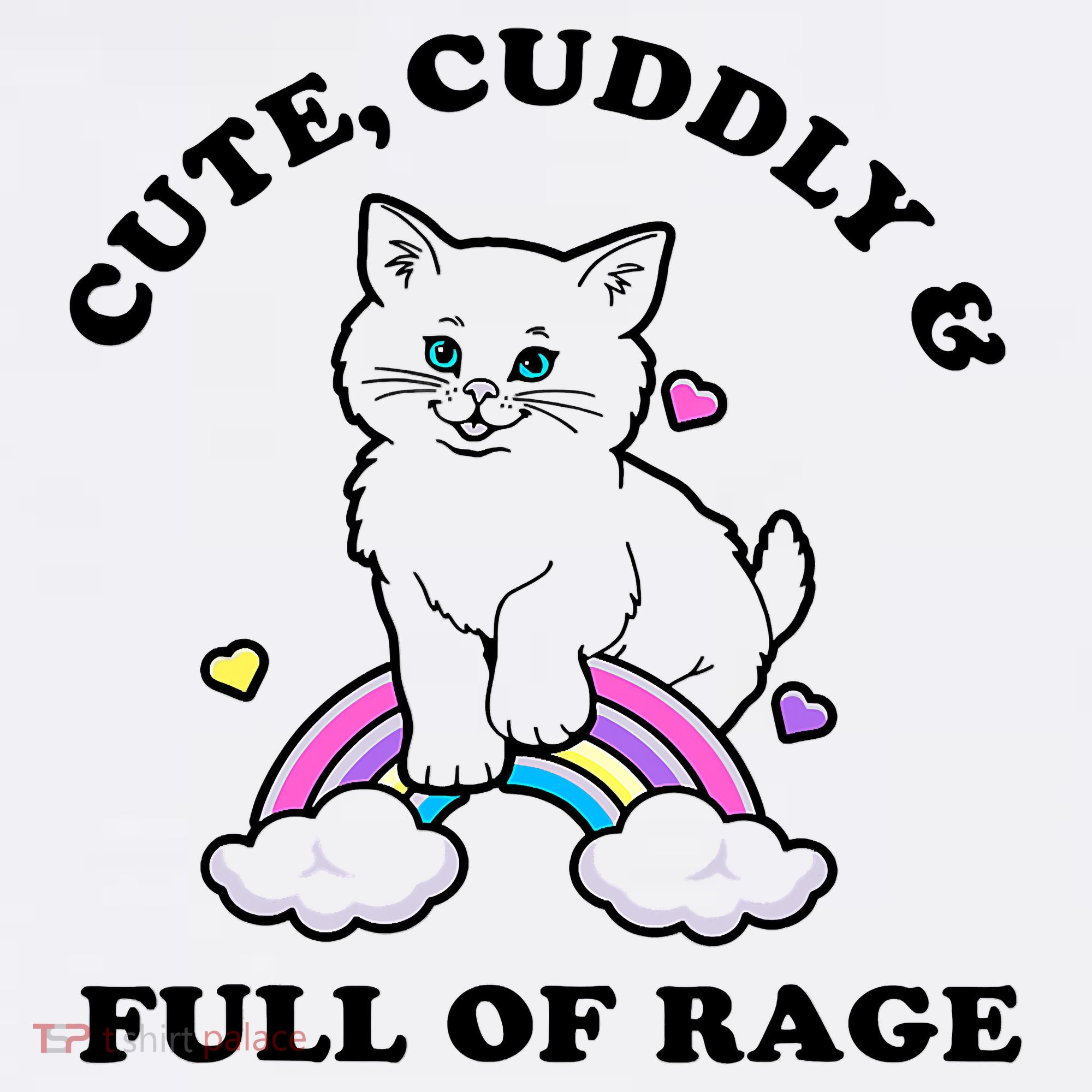 Cute Cuddly And Full Of Rage Cute Cat With Rainbow Women's Tank Top
