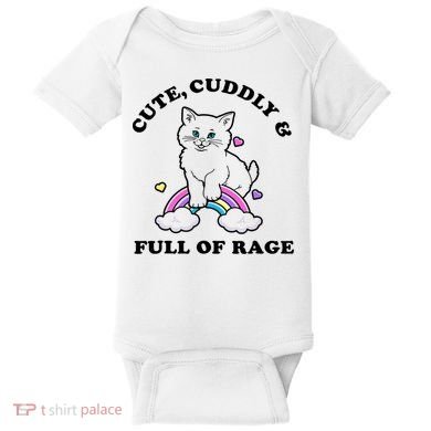 Cute Cuddly And Full Of Rage Cute Cat With Rainbow Baby Bodysuit