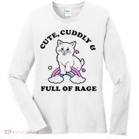 Cute Cuddly And Full Of Rage Cute Cat With Rainbow Women's Long Sleeve Shirt thumb 0