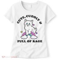 Cute Cuddly And Full Of Rage Cute Cat With Rainbow Women's T-Shirt thumb 0