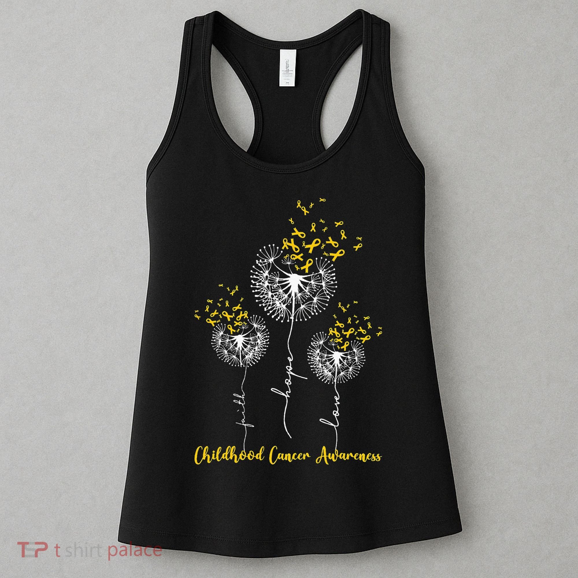 Childhood Cancer Awareness Faith Hope Love Dandelion Women's Tank Top