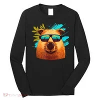 Capybara Cute And Funny Capybara Cool Sunglasses Long Sleeve Shirt thumb 0