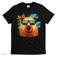 Capybara Cute And Funny Capybara Cool Sunglasses T-Shirt thumb 0