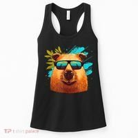 Capybara Cute And Funny Capybara Cool Sunglasses Women's Tank Top thumb 0
