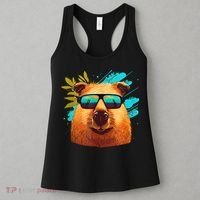 Capybara Cute And Funny Capybara Cool Sunglasses Women's Tank Top thumb 3