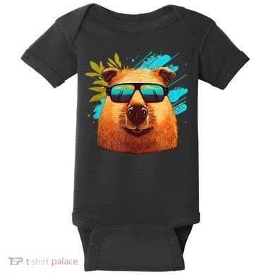 Capybara Cute And Funny Capybara Cool Sunglasses Baby Bodysuit