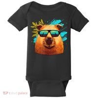 Capybara Cute And Funny Capybara Cool Sunglasses Baby Bodysuit thumb 0