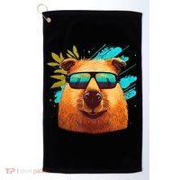 Capybara Cute And Funny Capybara Cool Sunglasses Golf Towel thumb 0