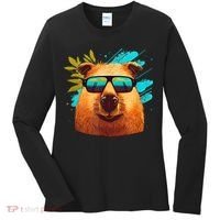 Capybara Cute And Funny Capybara Cool Sunglasses Women's Long Sleeve Shirt thumb 0