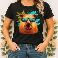 Capybara Cute And Funny Capybara Cool Sunglasses Women's T-Shirt thumb 2