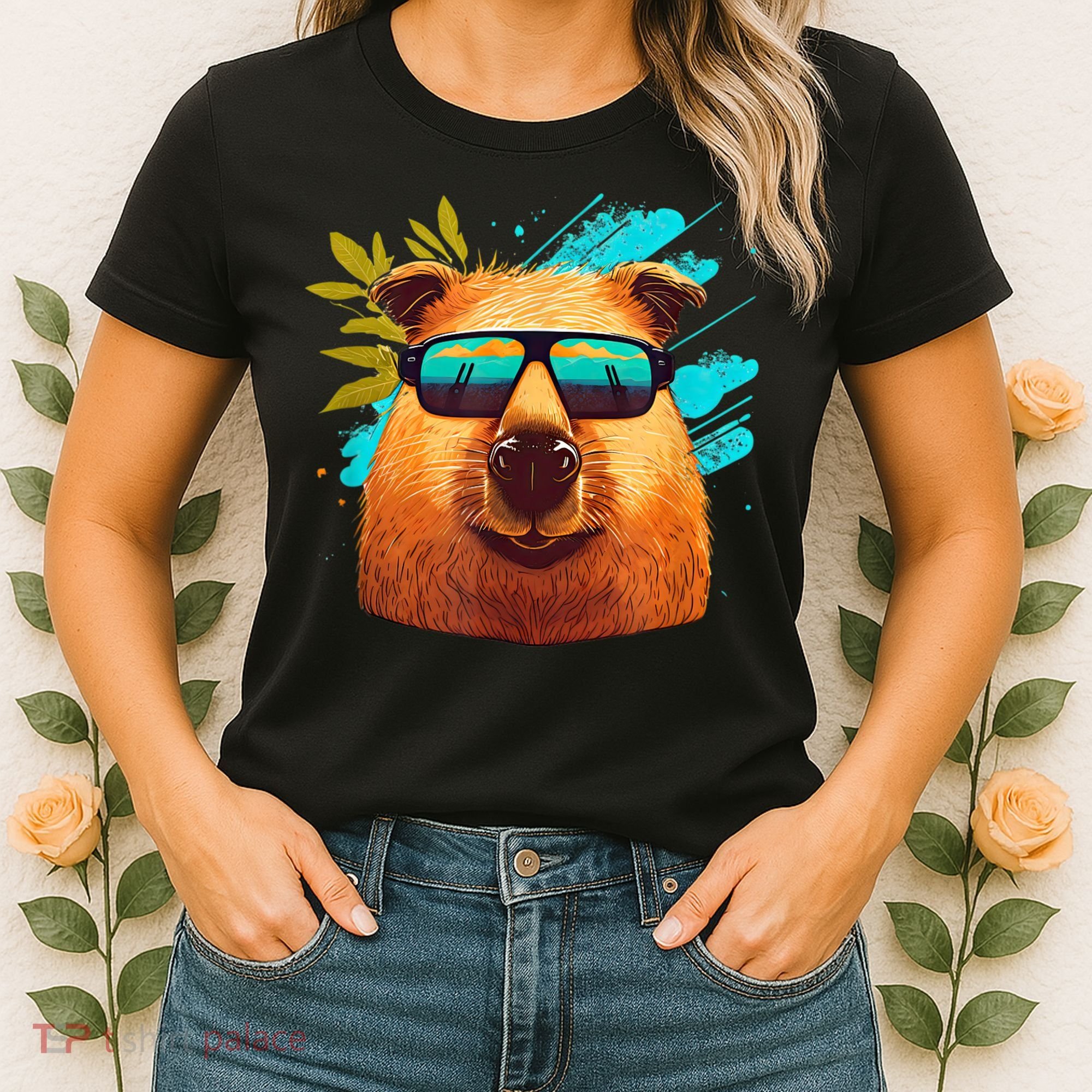 Capybara Cute And Funny Capybara Cool Sunglasses Women's T-Shirt