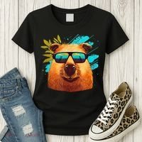 Capybara Cute And Funny Capybara Cool Sunglasses Women's T-Shirt thumb 3