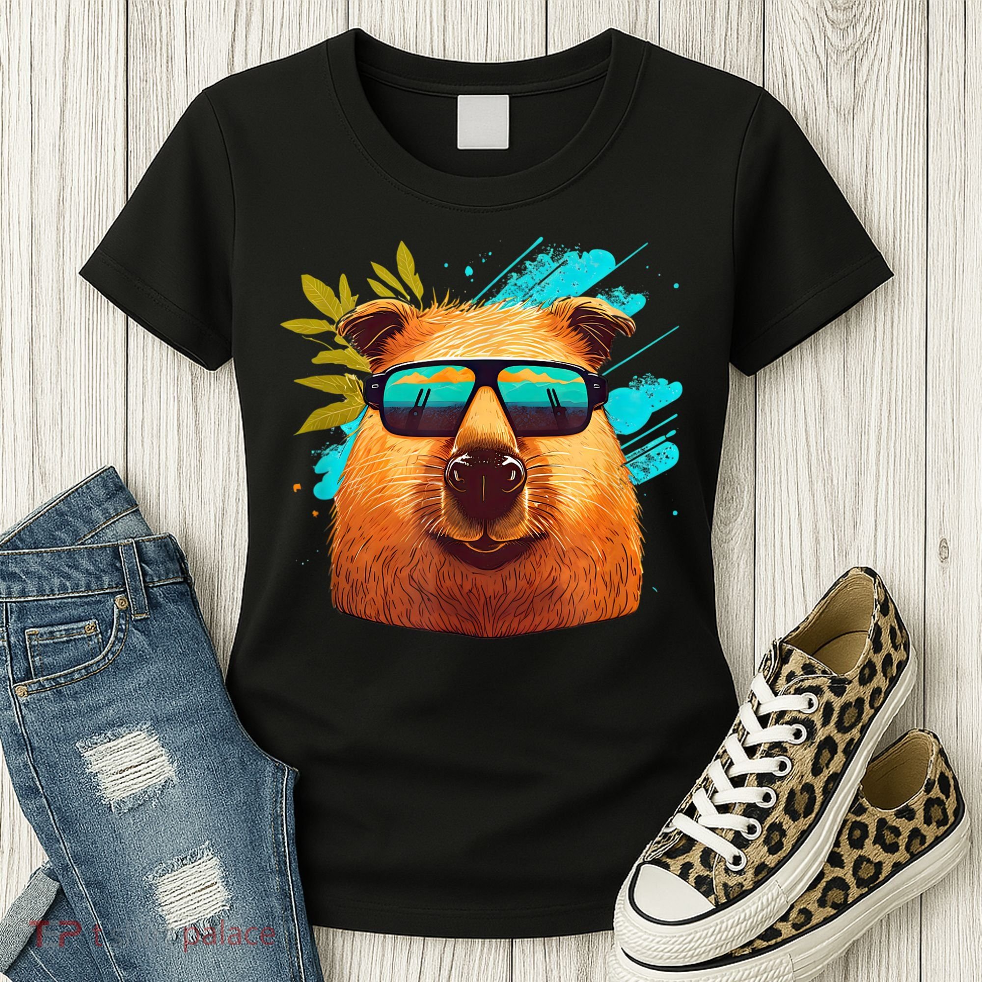 Capybara Cute And Funny Capybara Cool Sunglasses Women's T-Shirt