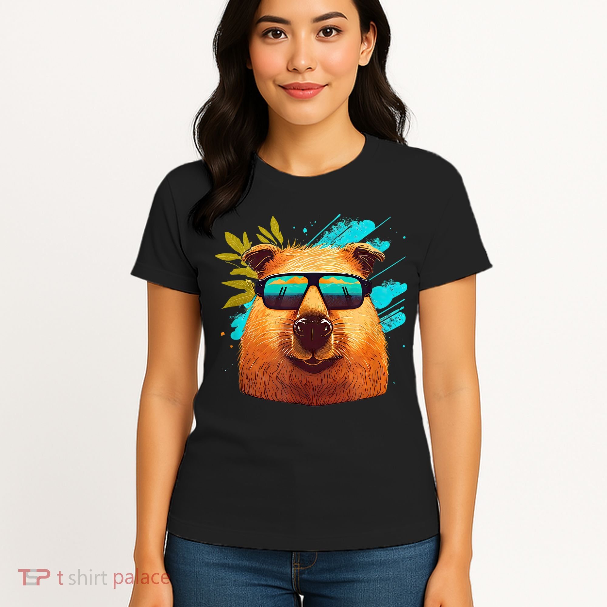 Capybara Cute And Funny Capybara Cool Sunglasses Women's T-Shirt
