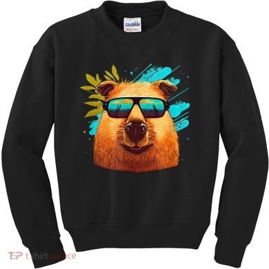 Capybara Cute And Funny Capybara Cool Sunglasses Kids Sweatshirt
