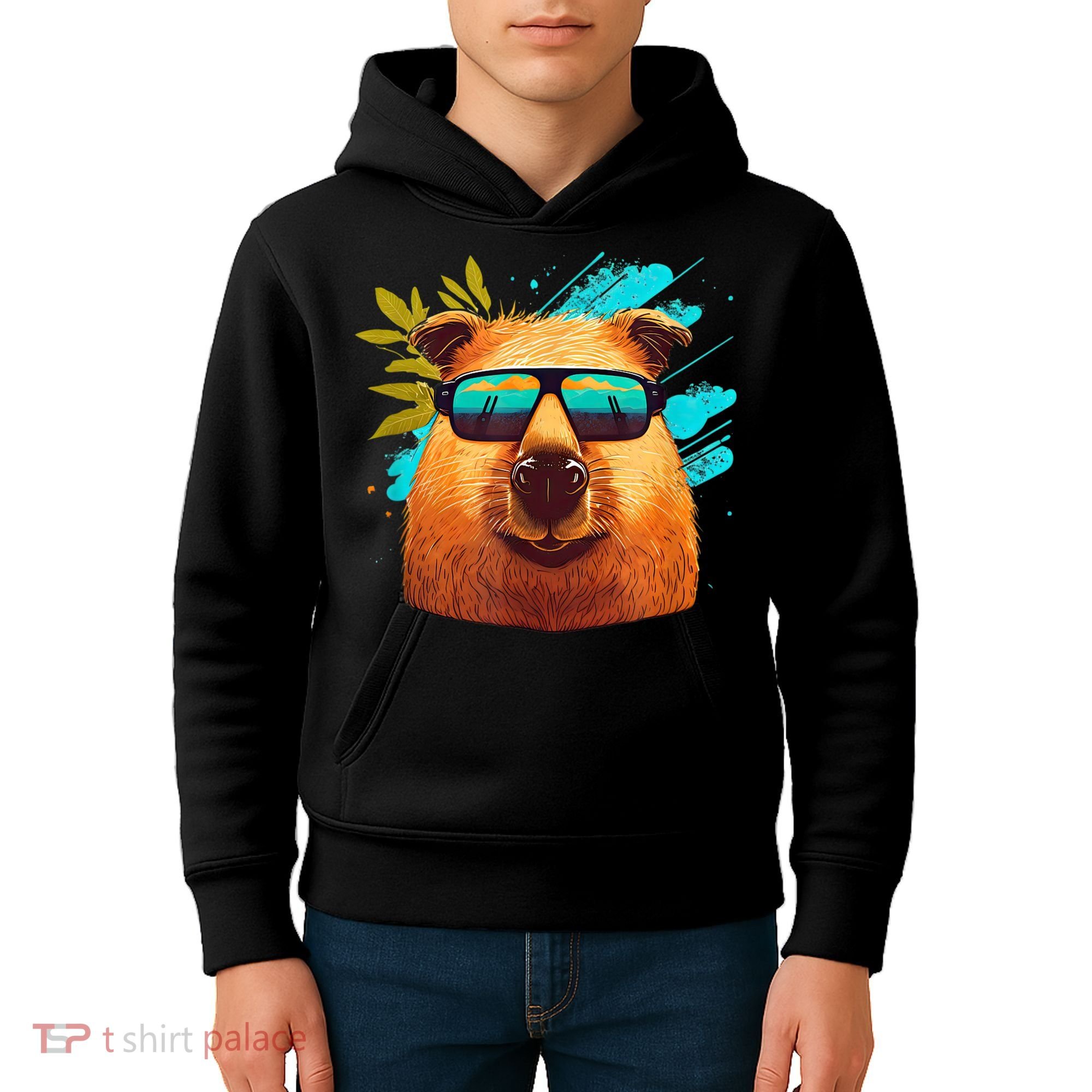 Capybara Cute And Funny Capybara Cool Sunglasses Kids Hoodie