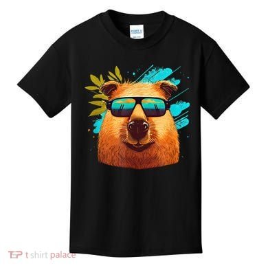 Capybara Cute And Funny Capybara Cool Sunglasses Kids T-Shirt