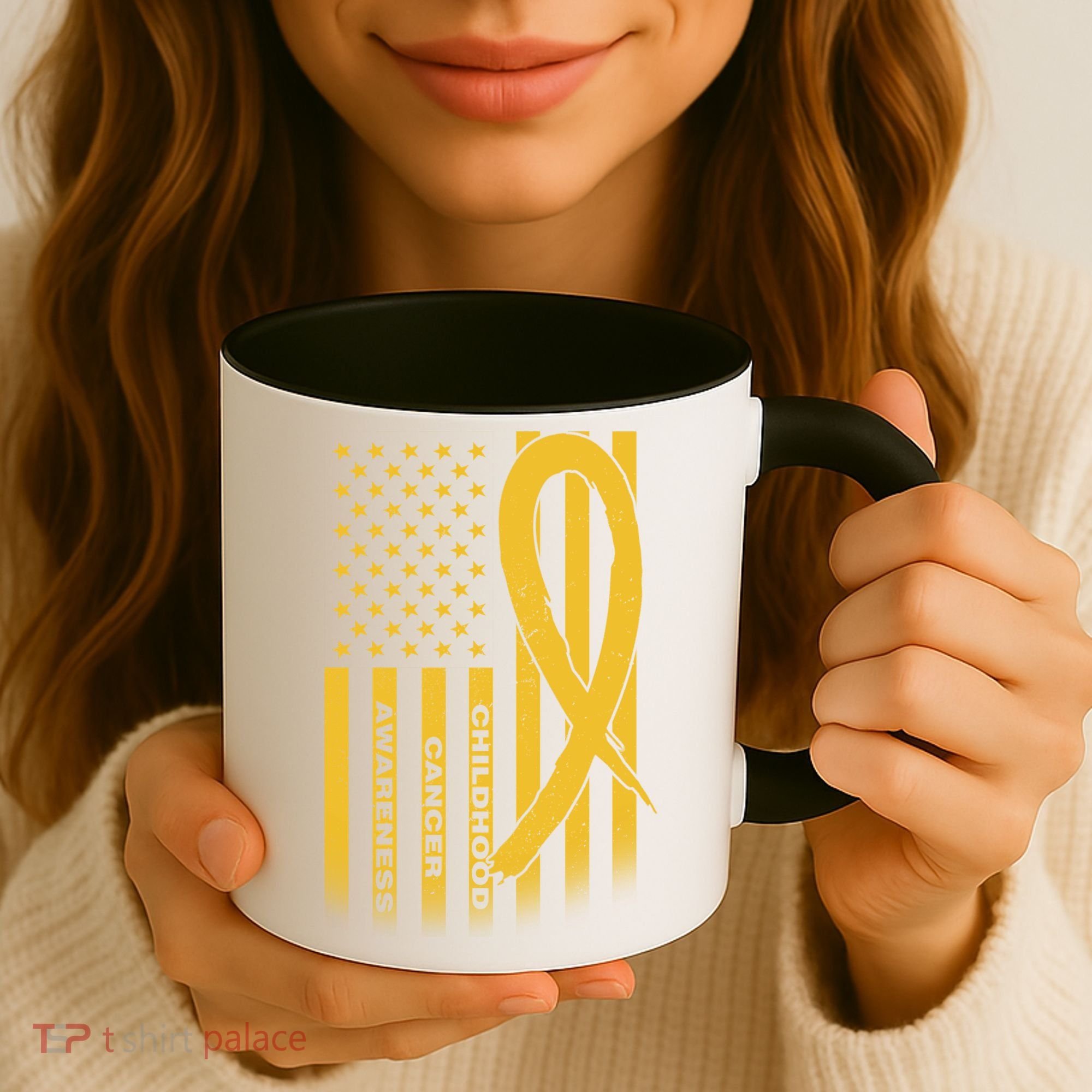 Childhood Cancer Awareness US Flag Coffee Mug